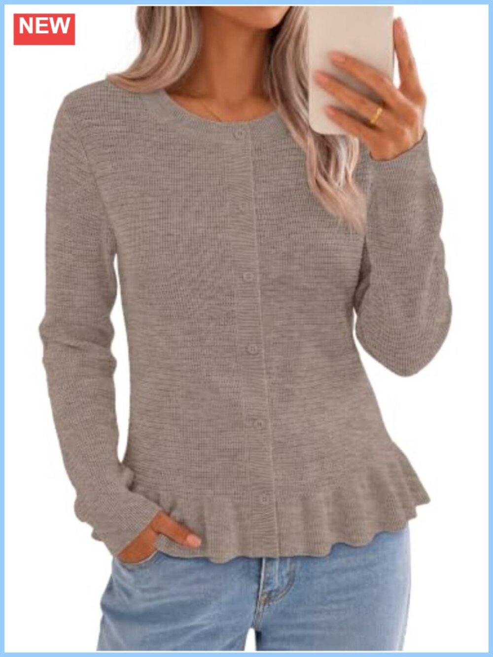 MEROKEETY Womens Lightweight Buttoned Cardigan Sweater Knit Peplum Top